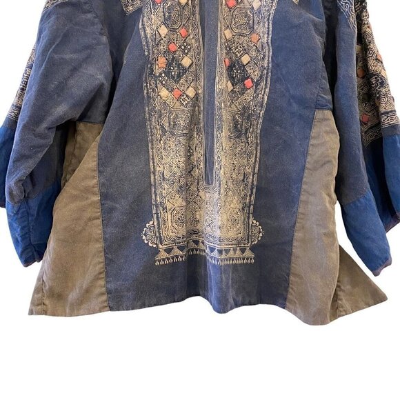 Magnolia Pearl Women’s Patch Cardigan Jacket Coat Blue Art Boho 3/4 Sleeve - Picture 8 of 12